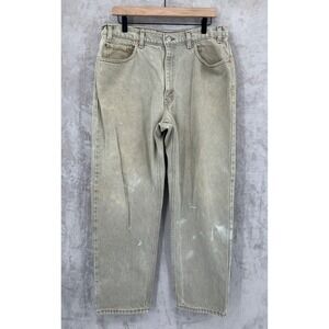 Vintage Levis 550 Jeans Mens 36x30 Beige Relaxed Fit Distressed Made USA Denim